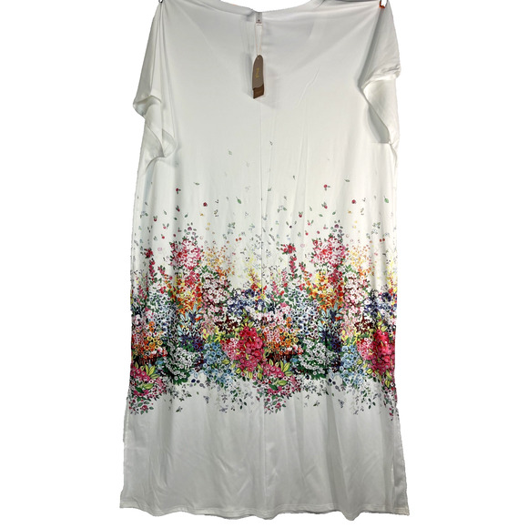 Zolucky Women’s 4X Floral Print White Tunic Dress Lightweight Casual - Picture 2 of 11